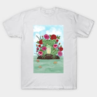 Floral frog and koi fish T-Shirt